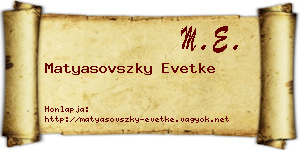 Matyasovszky Evetke névjegykártya